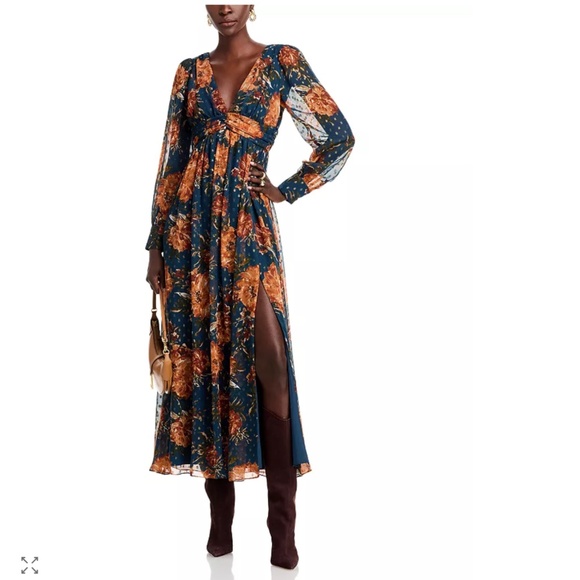 AQUA “Melody” Floral Maxi Dress – Navy/Multi – Size Small – NWT - Picture 1 of 5